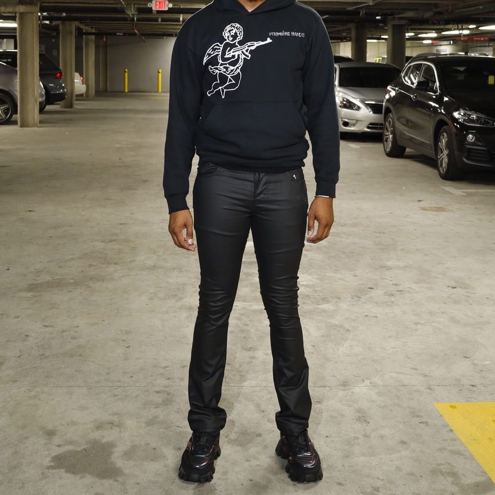 BLACK LEATHER SKINNY PANTS